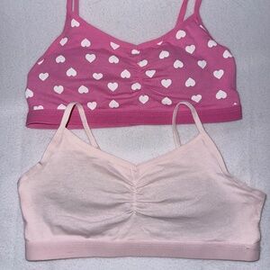 Old Navy Girls Cami Bra 2-Pack | Pink Hearts + Solid | L (10–12)